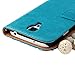 S4 Case,Samsung Galaxy S4 Case - Mavis's Diary 3D Handmade Wallet PU Leather with Bling Crystal Love Heart Pendant Shiny Diamond Flower Card Holder Magnetic Flip Folio Cover & Cleaning Cloth (Blue)