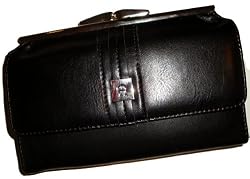 Etienne Aigner Wallet Classics Checkbook Framed Clutch Personal Assets Black