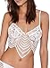Choies Women's White Sexy Lace Deep V Neck Spaghetti Strap Crop Top Beach Crop Top