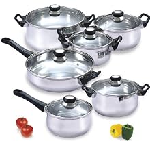 Cook N Home 12 Piece Stainless Steel Cookware Set