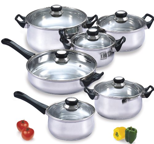 Cook N Home 12 Piece Stainless Steel Cookware Set product image