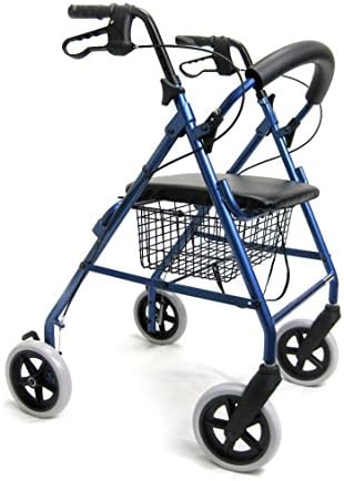New Karman R-4608 ( R-4608-BL ) Lightweight Rollator with Large 8" inch Casters and Padded Seat in Blue
