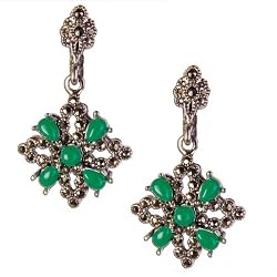 Gifts for Valentine Day Silver Onyxl Earrings 1 inches (erg173)