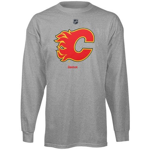 Reebok Calgary Flames Youth Ash Team Logo Long Sleeve T-shirt (X-Large)