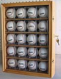 20 MLB Baseball Display Case Holder Cabinet Showcase w/Door-OAK Finish