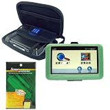 Garmin GPS Bundle Pack Combo: Green Silicone Skin, Black EVA hard shell case, and a Screen Protector / Guard with Lint Cleaning Cloth for use with Garmin Nuvi 200w 250w 255W 260W 265WT