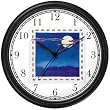 Moon at Night - from Hush Little Baby by Artist: Sylvia Long Wall Clock by WatchBuddy Timepieces (Hunter Green Frame)
