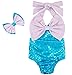 Carkoo Baby Girl's Fish Scale Mermaid Romper Bathing Suits With Bow