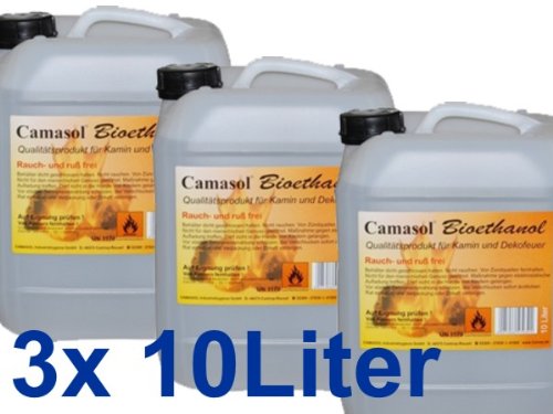 30 Liter 99,9%, Bio Ethanol, Alkohol, Kamin, Dekofeuer, Deutsche Premium Qualität von Camasol, schönes Flammbild / geruchslose Verbrennung Made in Germany