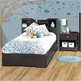 Bundle-00 Pocono Bedroom Set in Espresso Laminate Size: Twin