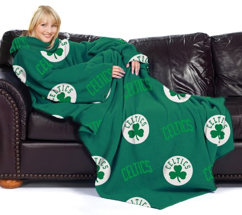 NBA Boston Celtics Adult Comfy Throw, Officially LIcensed Blanket with Sleeves by Northwest "Repeat" Design