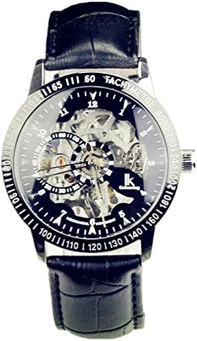 Hot snakeskin pattern leather domineering personality Men's Watch Sports Watches (Black)