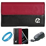 Red & Black Portola Leather Holster Carrying Case with Fixed Belt-Clip and  ....