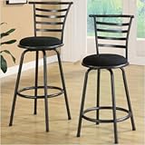Burgess Slat Back Barstool in Gunmetal Gray [Set of 2] Size: 24"