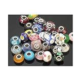 Pack of Ten (10) Assorted Colorful 100% Pure Murano Glass Bead Charms - Fits Pandora, Chamilia, Troll, and Biagi Charm Bracelets