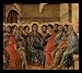 Duccio di Buoninsegna (Maesta, Altarretabel the Sienese Cathedral, back, with Whit Altarbekroenung cycle scene: Pentecost) Framed Art Poster Print - 11 X 17