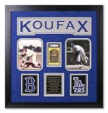 Sandy Koufax Los Angeles Dodgers Deluxe Framed Autographed Display with Two 8x10 Photographs and Hall of Fame Card