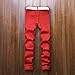 Men's Red Ripped Stretch Skinny Straight Cut Slim Fit Jeans Pants with Zipper Red W30