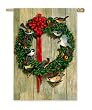Wreath with Birds Silk Reflections Regular Size Flag