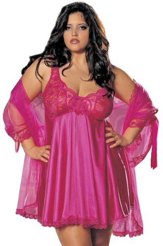 3-Piece Peignor Babydoll Set Plus Size