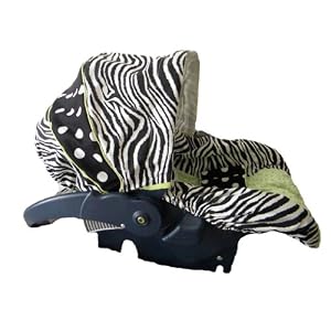 Custom Infant Car Seat Cover- Sew Precious Baby- Zebra, Dots and Lime Minky!