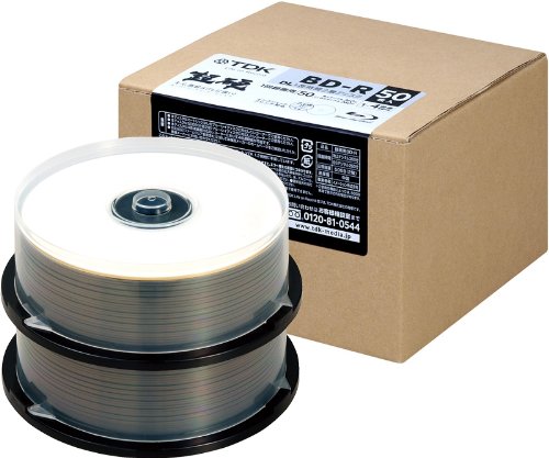 TDK 録画用ブルーレイディスク  BD-R 50GB 1-4倍速 ホワイトワイドプリンタブル 【フラストレーションフリーパッケージ(FFP）】 50枚入り（25枚スピンドルx2） BRV50HCPWB50PA-AM