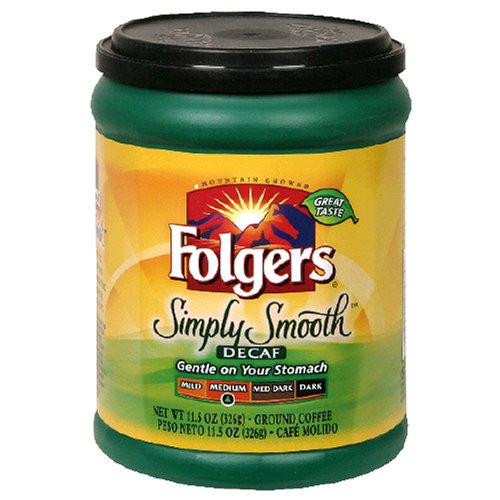Folgers Simply Smooth Decaffeinated Ground Coffee, 11.5-Ounce Cans (Pack of 6)