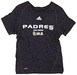 MLB Boys' San Diego Padres Short Sleeve Heathered, Navy, Large