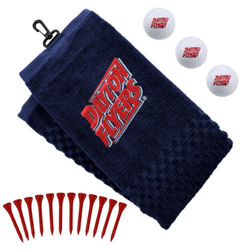 Dayton Flyers Embroidered Golf Towel, Golf Balls Tees Gift Set