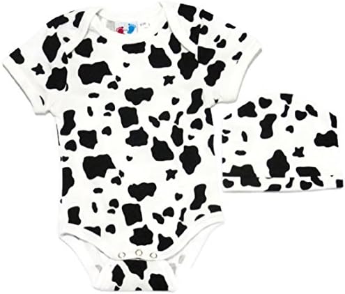 Cow Print Baby Onesies & Hats Trendy Cute Unique & Funny Baby Clothes Infants (3-6 Months, Cow small spots)