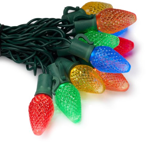 Bethlehem Lighting Indoor/Outdoor C7 LED Faceted Cone 25-Light Set, Multi-Color