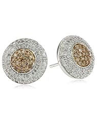 10k White Gold Champagne and White Diamond Stud Earrings (1 cttw, I-J Color, I2-I3 Clarity)