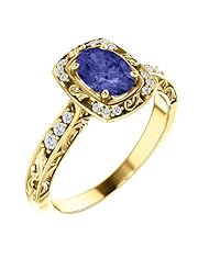 10K Yellow Gold 7.00x5.00mm Oval Cut Tanzanite and Diamond Ring -- LIFETIME WARRANTY