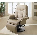 Modern Style Taught Pulled Bone Leatherette Fabric Cushion Swivel Recliner with Tilt Back Function by AtHomeMart