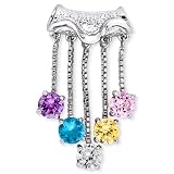 .925 Sterling Silver Round Prong-Set C.Z. Gemstone Pendant