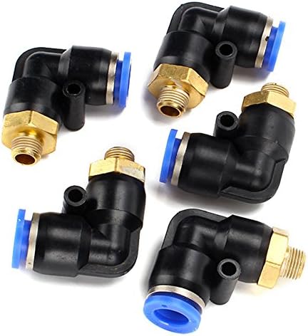 CNBTR 1/8" BSPT 10mm Pneumatic Quick Equipment Pipeline Connector Elbow Fitting PL10-1 Pack of 5