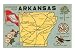Map of Arkansas Art Poster Print, 18x13
