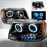 1999-2004 Jeep Grand Cherokee CCFL Halo Projector Headlights Black by Instyleparts