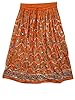 Women's Sequin Bohemian Peasant India Hippie Gypsy Orange Beaded Skirt