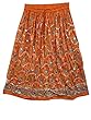 Women's Sequin Bohemian Peasant India Hippie Gypsy Orange Beaded Skirt