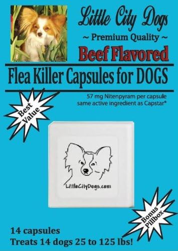 Little City Dogs BEEF FLAVORED Flea Killer Capsules for Dogs - 57 Mg Nitenpyram ...compare to Capstar® - 14 Capsules for Dogs 25 to 125 lbs