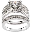 14K White Gold Diamond Wedding Set Semimount - 0.91 Ct.