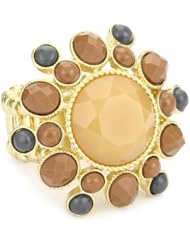 RAIN "Cluster" Adjustable Ring Brown, Tan and Grey Crystals