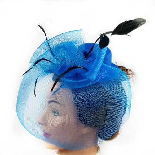 Fascinator - Blue Flower Net Mesh Hat
