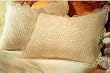 Pair Elegant Handmade crochet Ecru Cotton Pillowcases