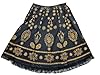 Womens Knee Length Skirts Black Gold Floral Boho Midi Skirt