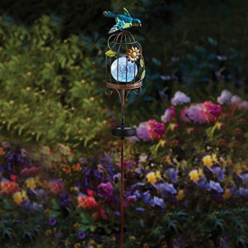 Solar-Powered Lighted Bird Cage Stake