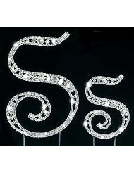 Swarovski Crystal Monogram Cake Topper Vintage Style - Letter S by 