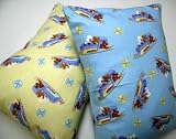 Crib / Toddler Baby Pillow Case - Flannel Pillow Sham - Railroad Bears - Made In USA