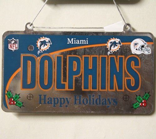 Miami Dolphins NFL License Plate Christmas Ornament